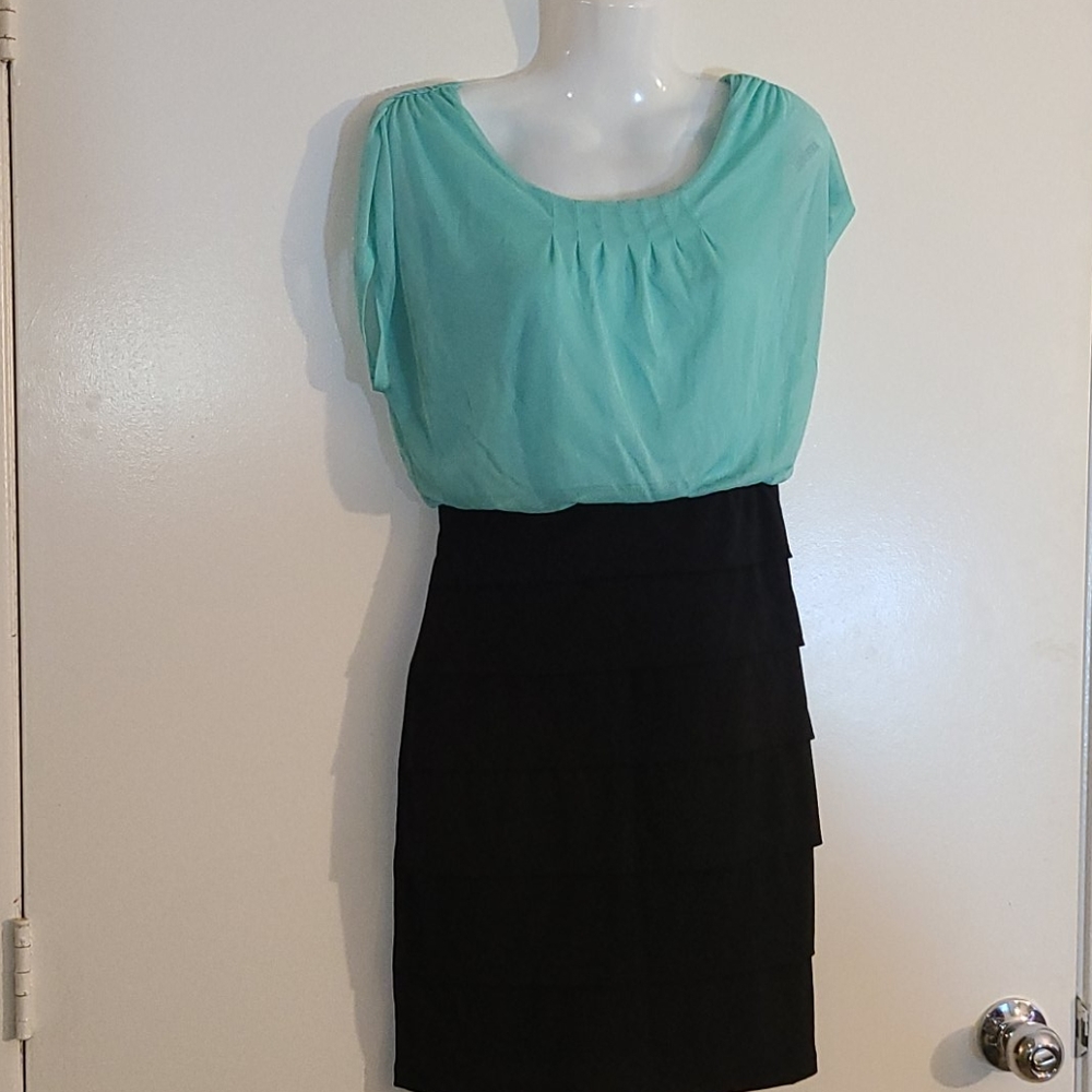 Teal and black dress